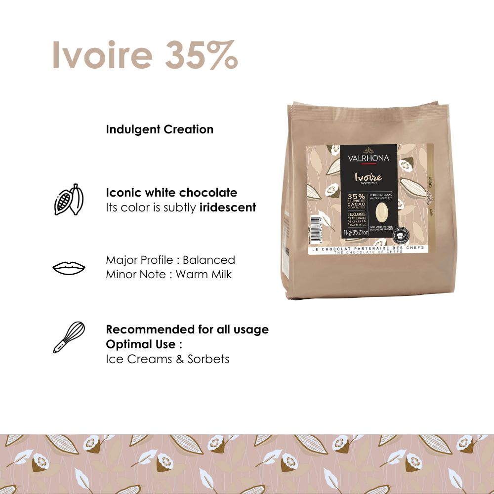 Valrhona Ivoire 35% Indulgent White Chocolate | Keylink Limited